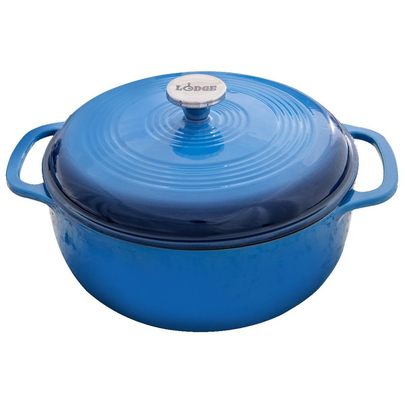 Lodge 6 Qt Blue Enameled Cast Iron Dutch Oven - 1