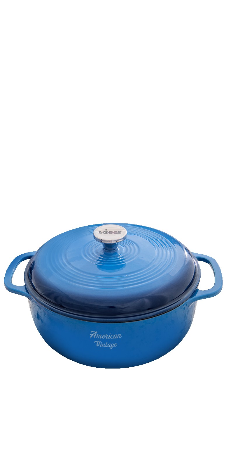 Lodge-6-Qt-Blue-Enameled-Cast-Iron-Dutch-Oven-LCI20 Lodge 6 Qt Blue Enameled Cast Iron Dutch Oven
